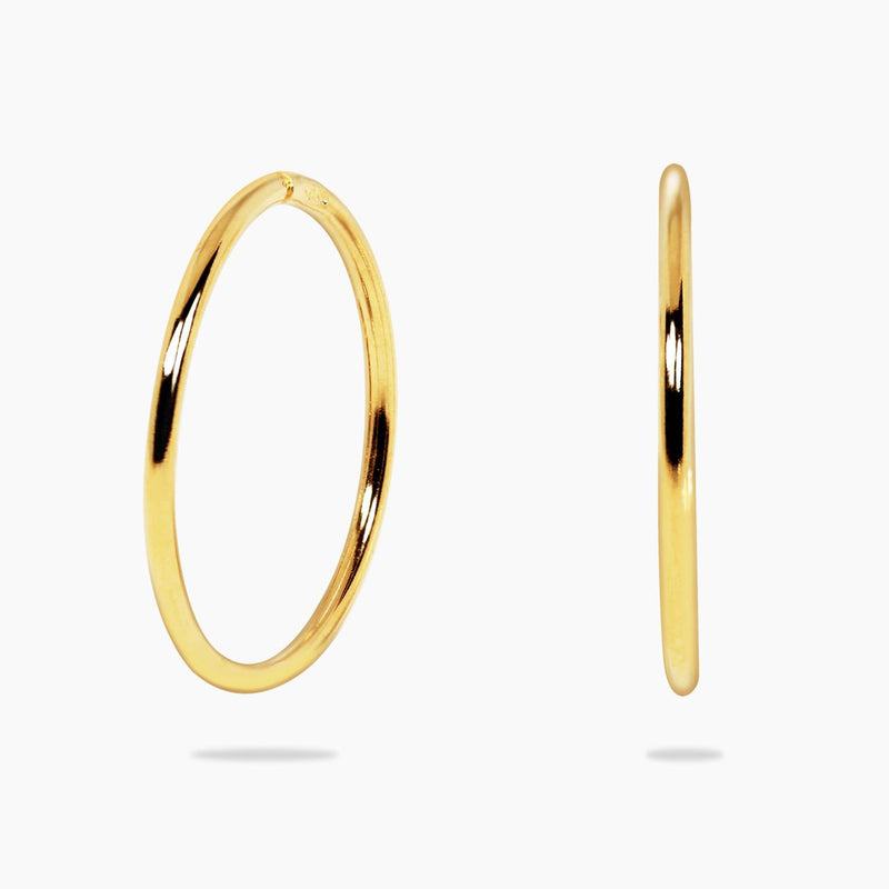 18ct yellow gold 15mm sleeper hoop earrings
