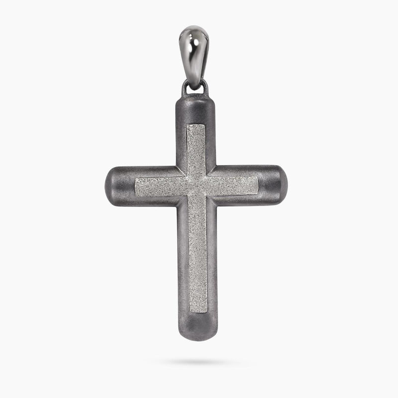 Tantalum & platinum black diamond cross back view
