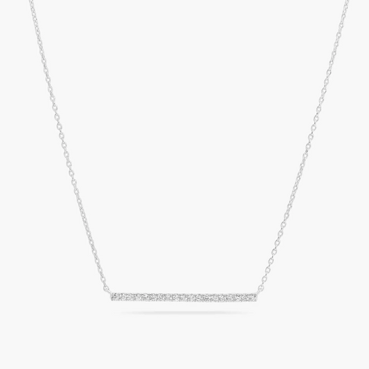 18ct white gold diamond bar necklace