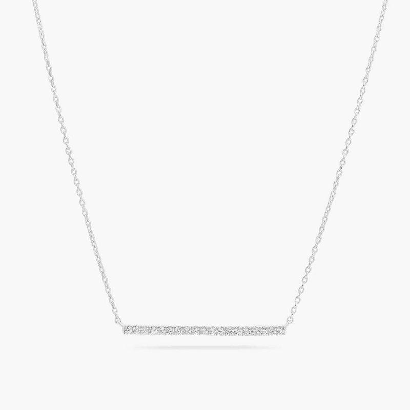 18ct white gold diamond bar necklace