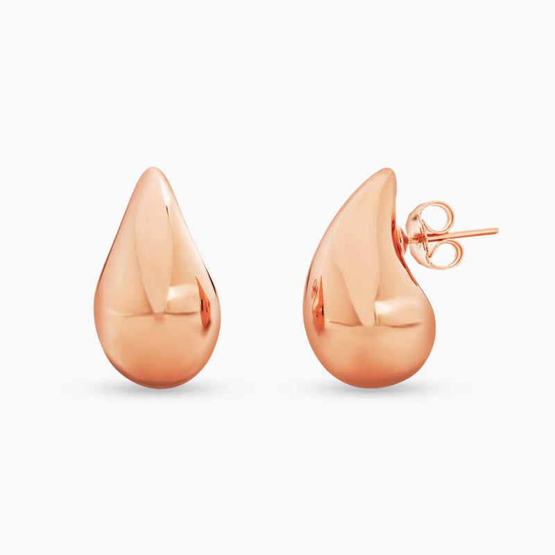 A pair of 18ct rose gold tear drop hollow earrings 