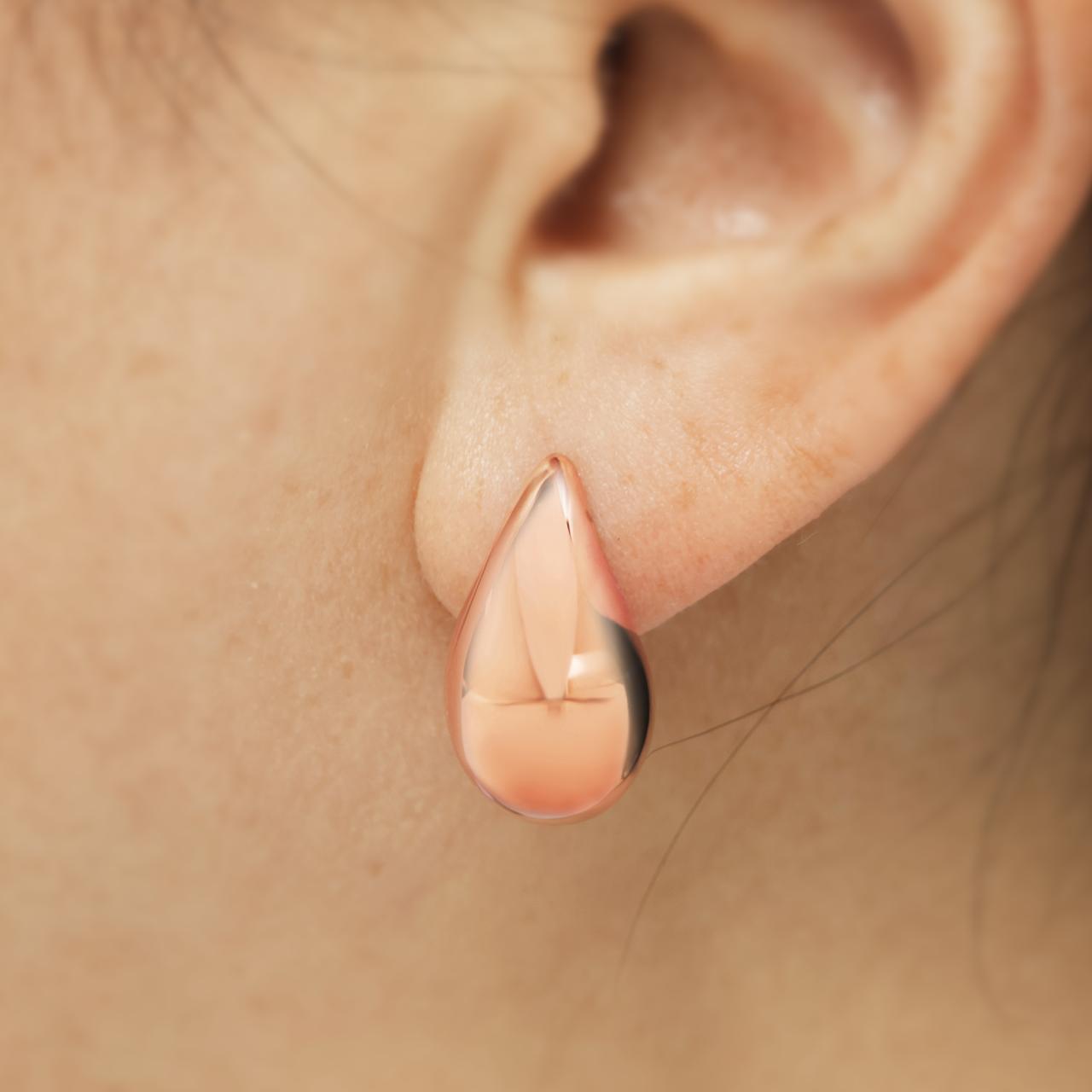 18ct rose gold tear drop hollow earrings