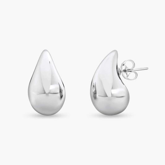 18ct white gold tear drop hollow earrings