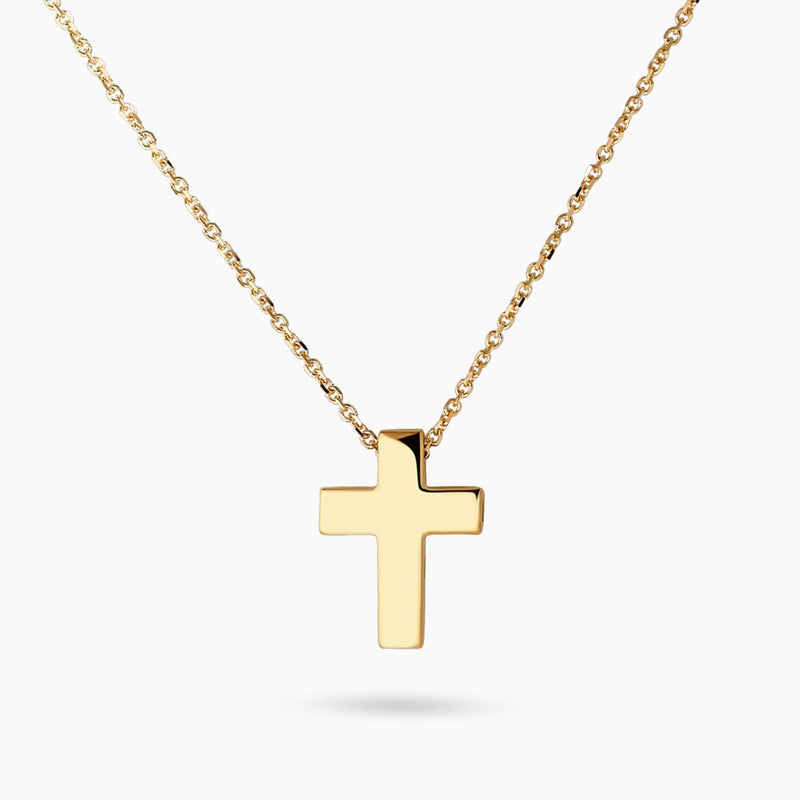 18ct yellow gold cross slider necklace 42cm