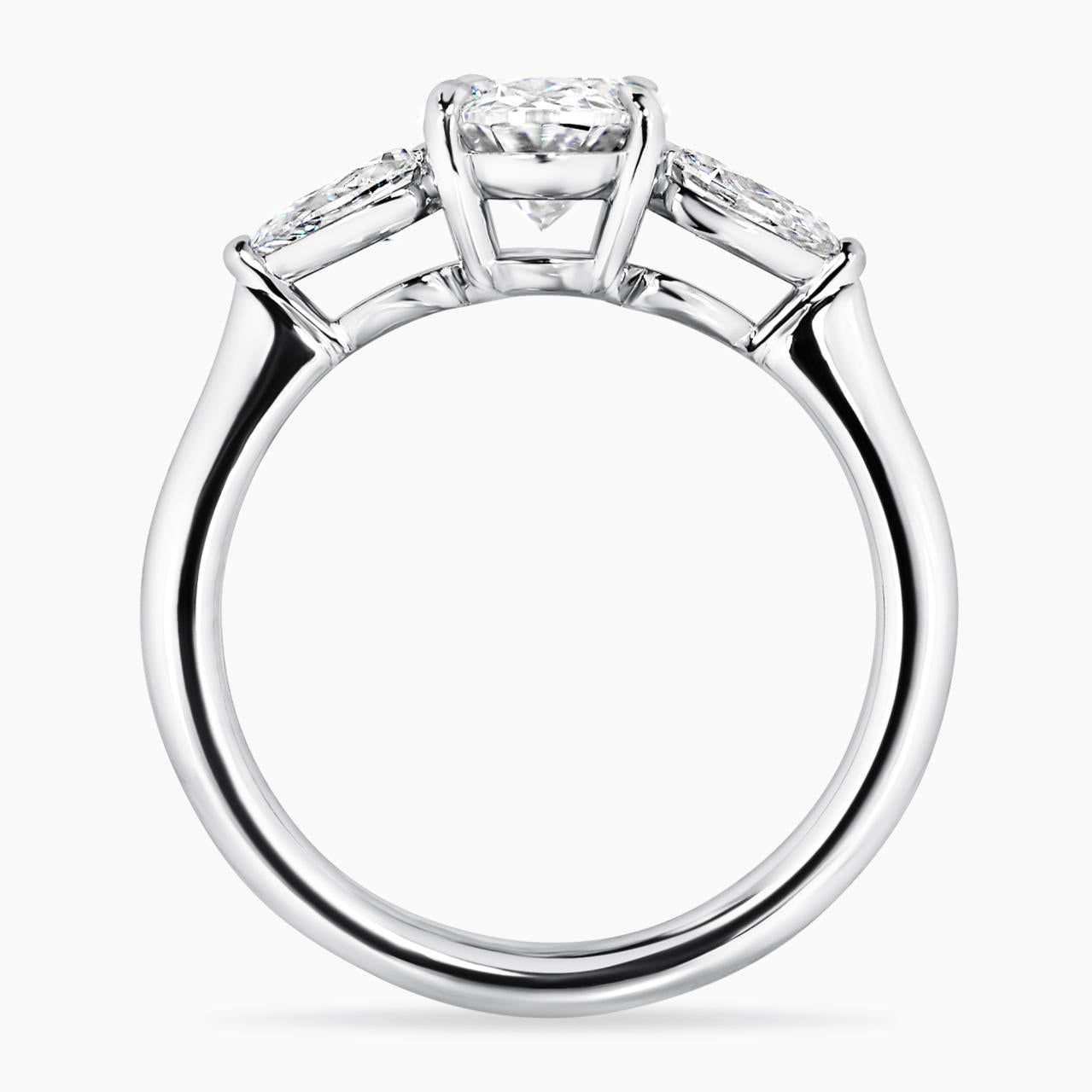 ELISA -  18ct white gold 1.54ct D VS1 Oval LAB Grown diamond ring with 2=0.46ct Pear shaped LAB Grown diamonds IGI Report