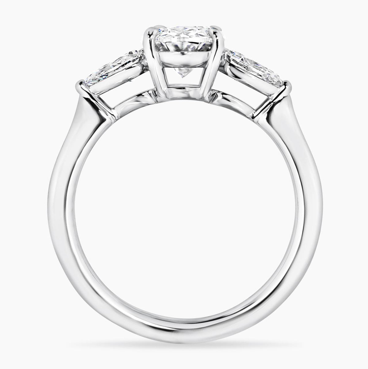 ELISA 18ct white gold 1.54ct D VS1 Oval LAB Grown diamond ring with 2=0.46ct Pear shaped LAB Grown diamonds IGI Report