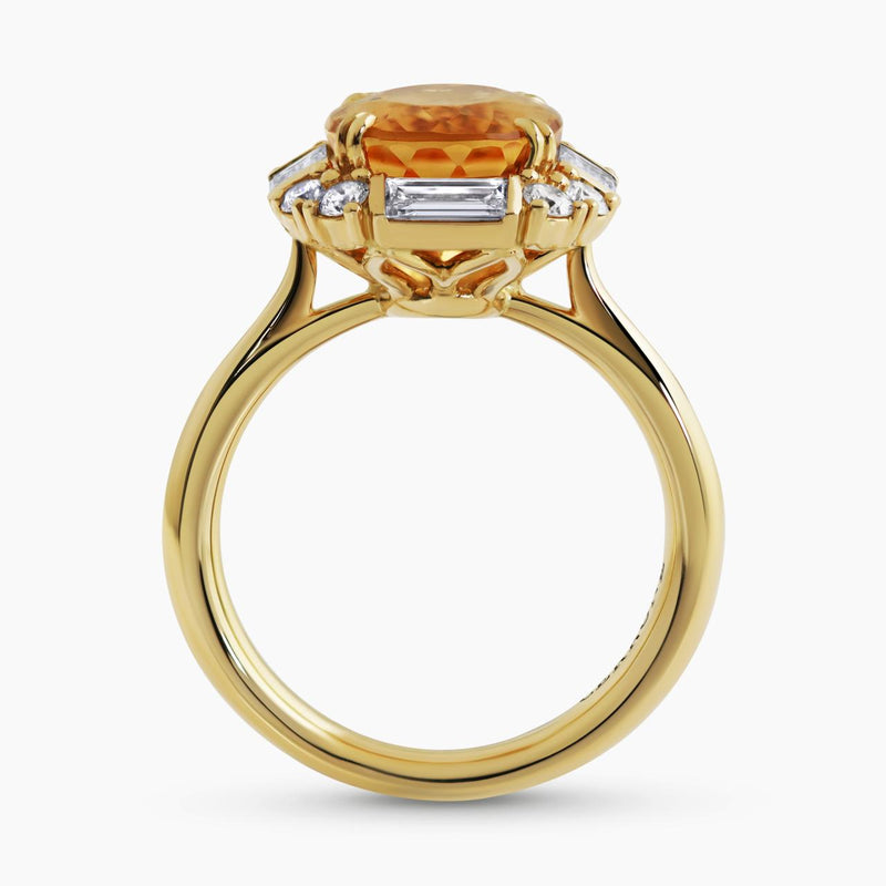 18ct yellow gold oval yellow topaz and diamond ring side profile