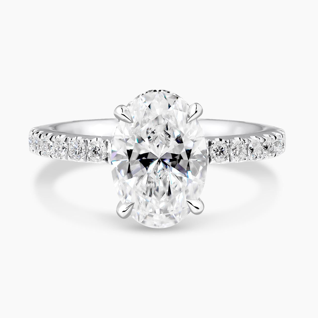 18ct white gold 2.54ct D VS1 Oval brilliant cut Lab Grown diamond engagement ring ring. IGI Cert
