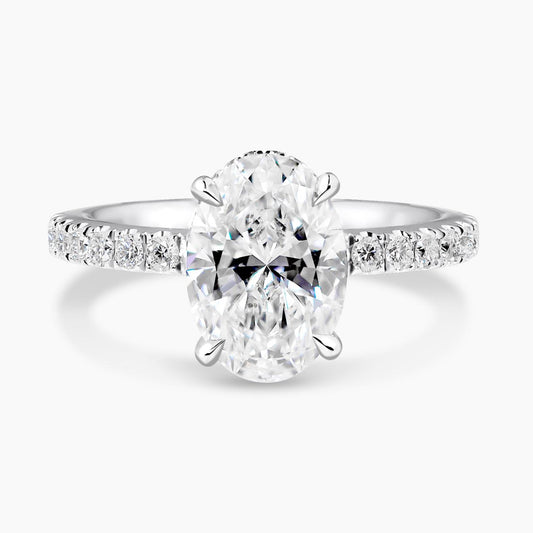 18ct white gold 2.54ct D VS1 Oval brilliant cut Lab Grown diamond engagement ring ring