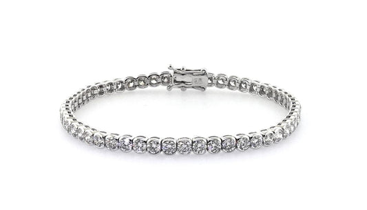 18ct white gold 55=7.15ct semi bezel diamond tennis bracelet