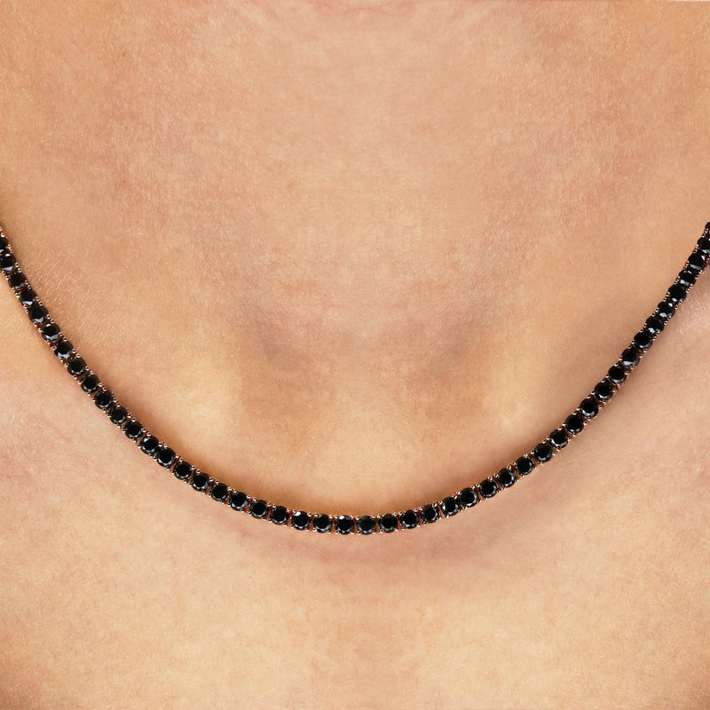 18ct rose gold 16.77ct black diamond tennis necklace
