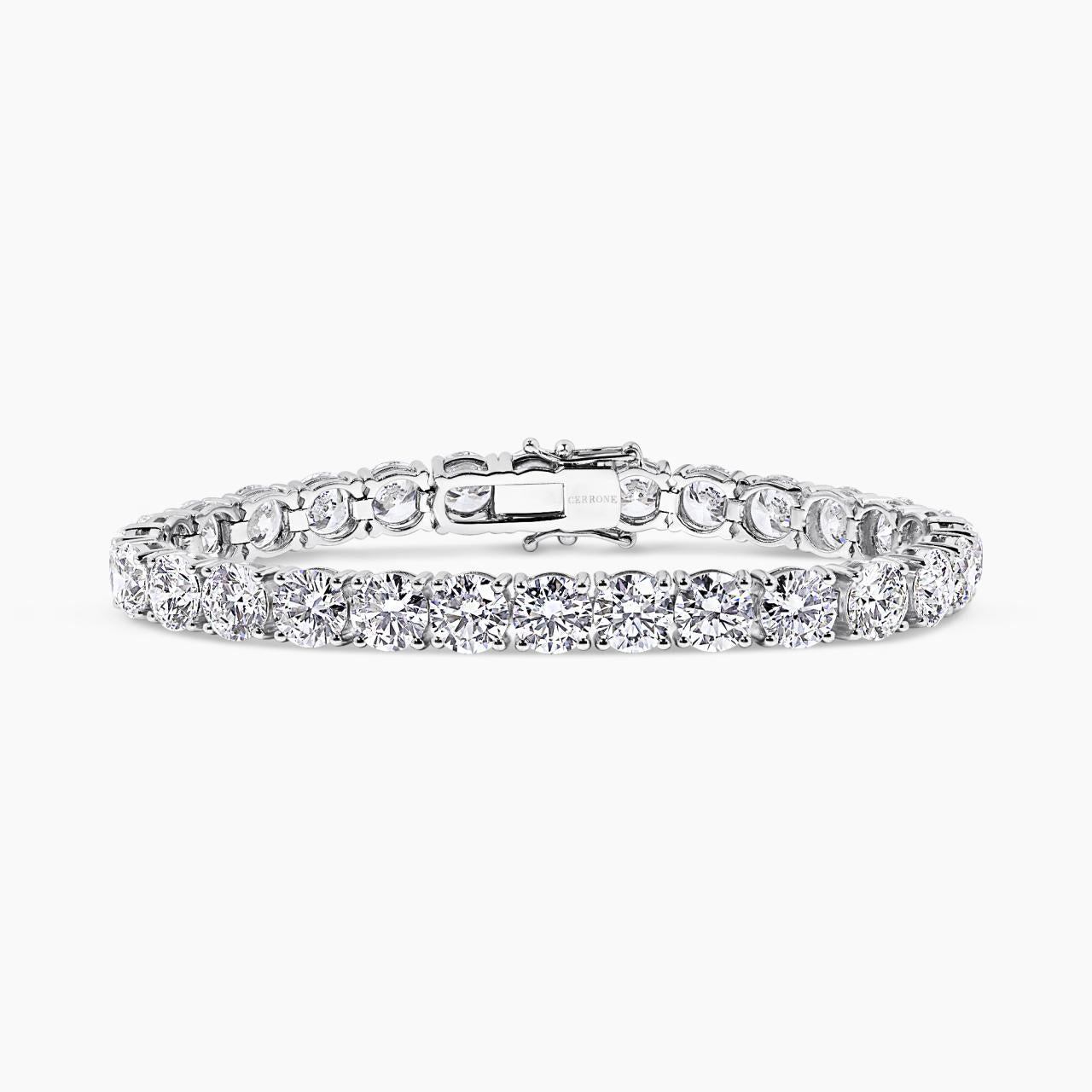 18ct white gold 28=26.29ct RBC diamond tennis bracelet - GIA Certs