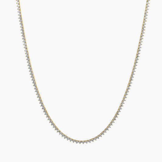 18ct yellow gold 9.28ct LAB Grown Diamond tennis necklace in a three claw setting