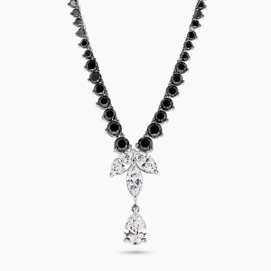 18ct white gold pear, marquise and round diamond tennis necklace GIA cert