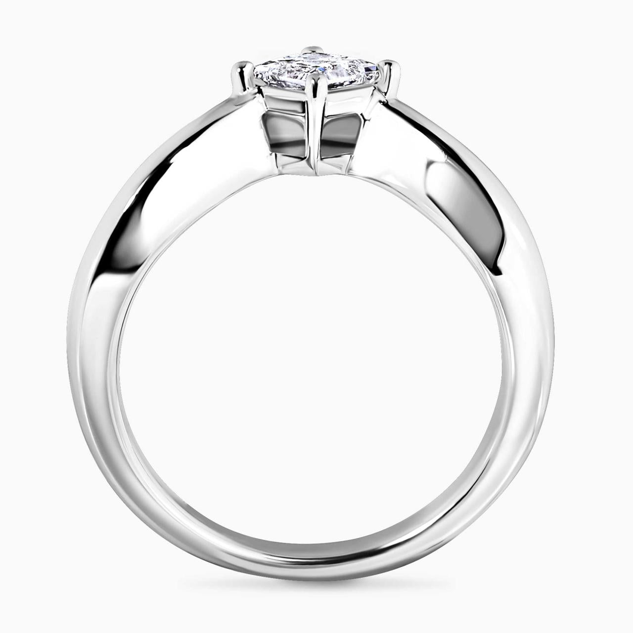 18ct white gold Princess cut diamond solitaire engagement ring in a four claw setting side profile