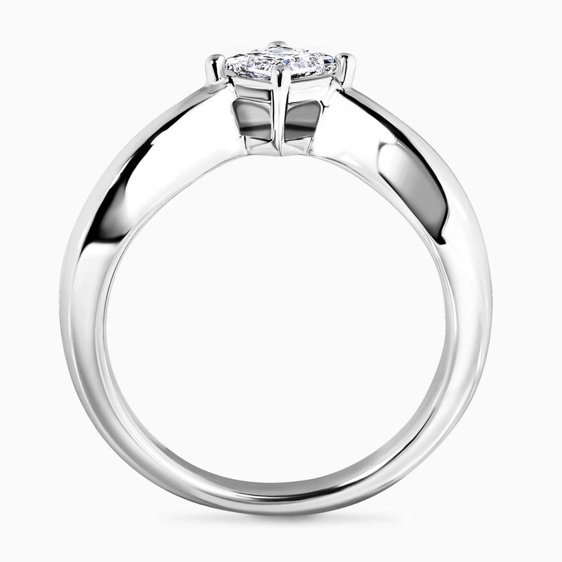 18ct white gold Princess cut diamond solitaire engagement ring in a four claw setting side profile