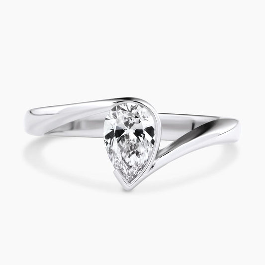18ct white gold 0.73ct LAB Grown pear shaped diamond solitaire ring