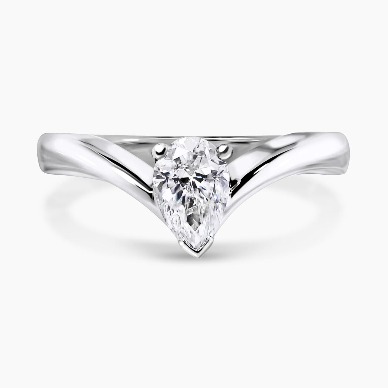 18ct white gold pear shaped lab grown diamond engagement ring