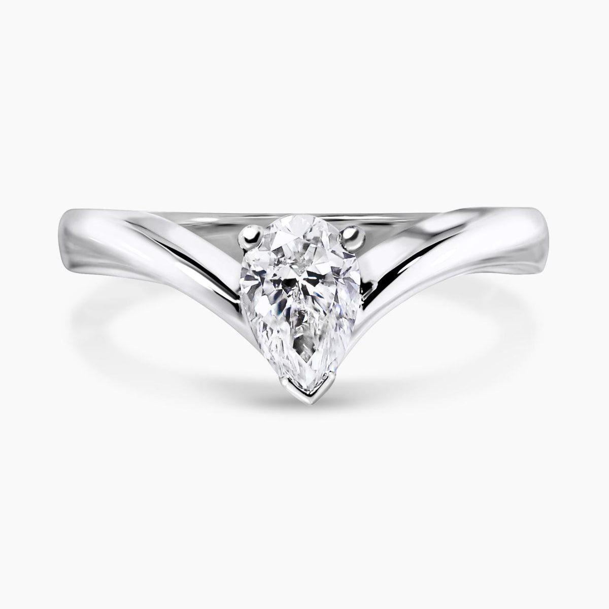 18ct white gold pear shaped lab grown diamond engagement ring