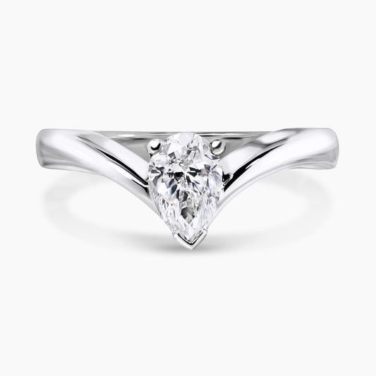 18ct white gold pear shaped lab grown diamond engagement ring