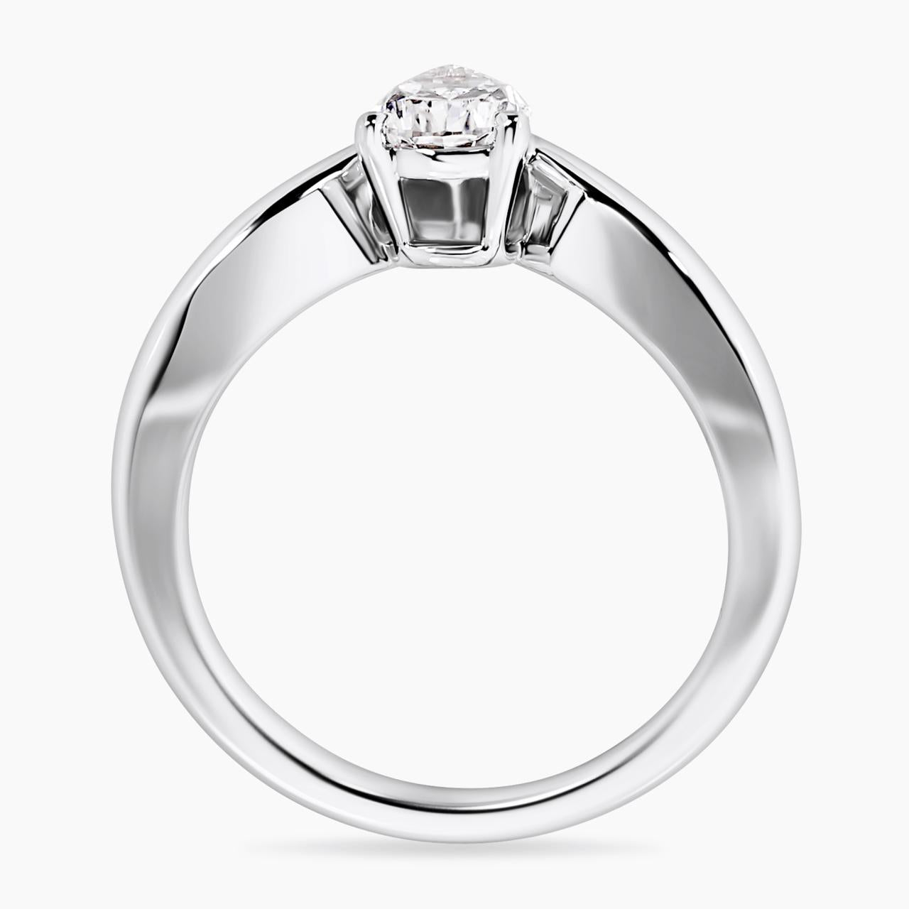 18ct white gold pear shaped lab grown diamond engagement ring side profile