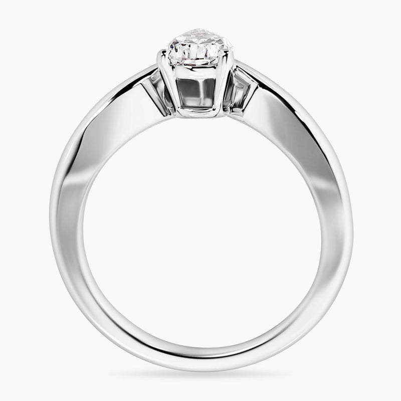 18ct white gold pear shaped lab grown diamond engagement ring side profile
