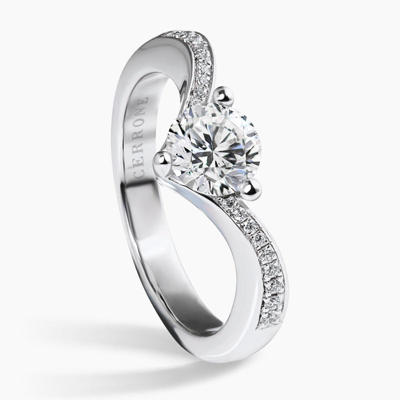 18ct white gold round brilliant cut diamond engagement ring side profile