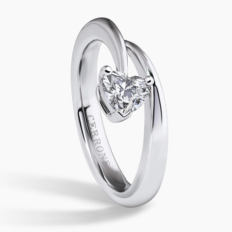 18ct white gold heart shaped diamond twist ring