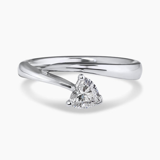 18ct white gold heart shaped diamond twist ring