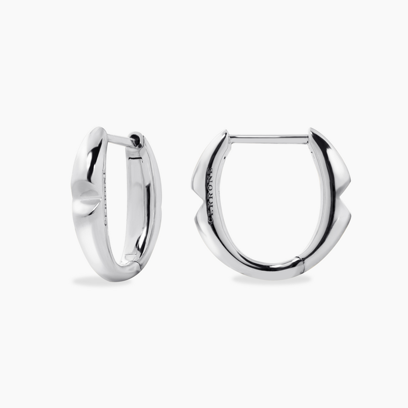 A pair of 18ct white gold small 'O' hoop earrings from the Iconica Collection.