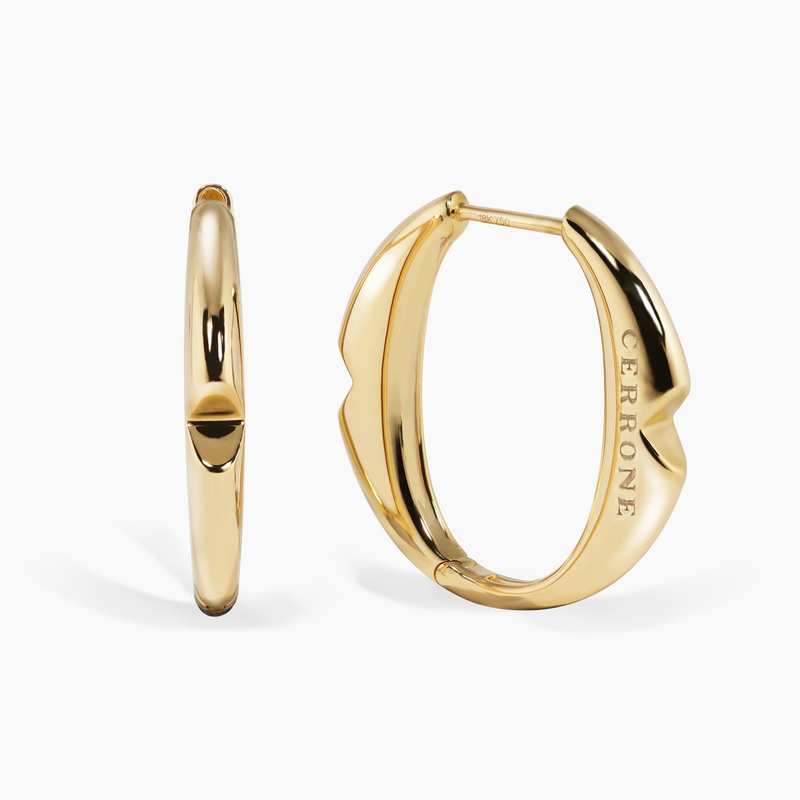 A pair of 18ct yellow gold large 'O' hoop earrings from the Iconica Collection.
