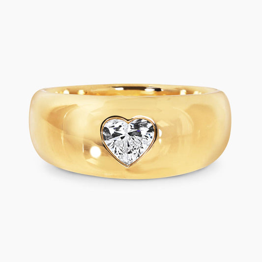 18ct yellow gold 0.41ct heart shaped diamond ring. GIA Cert