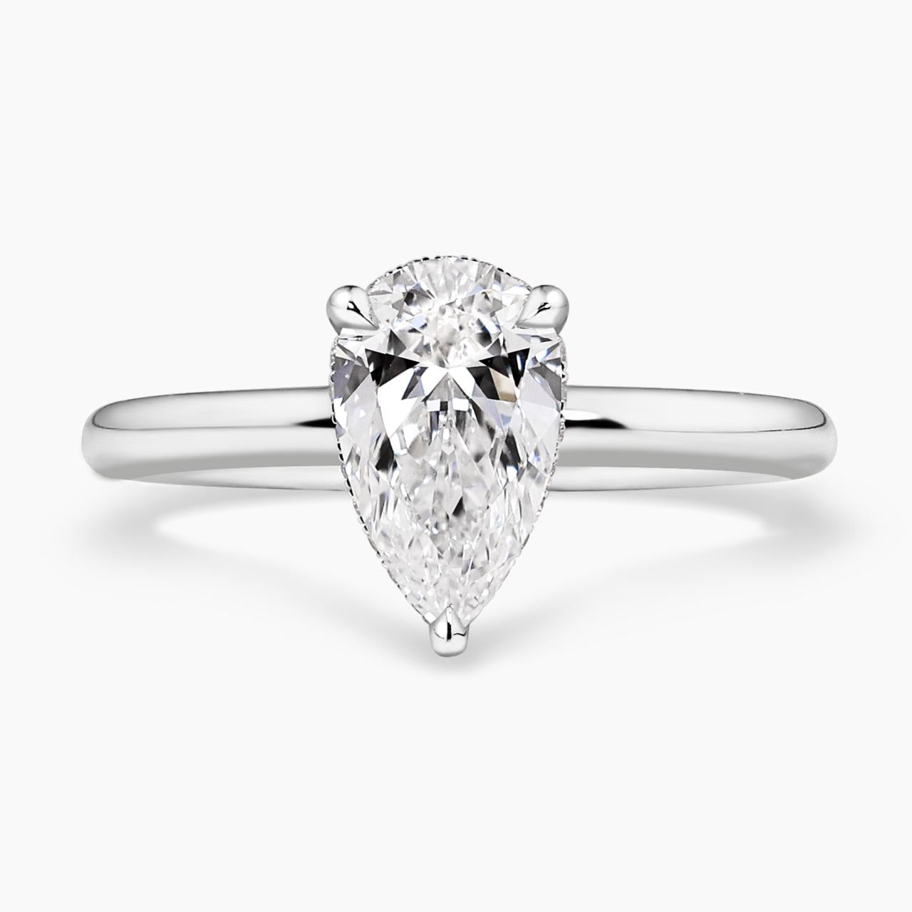 18ct white gold 1.51ct pear shaped diamond hidden halo ring