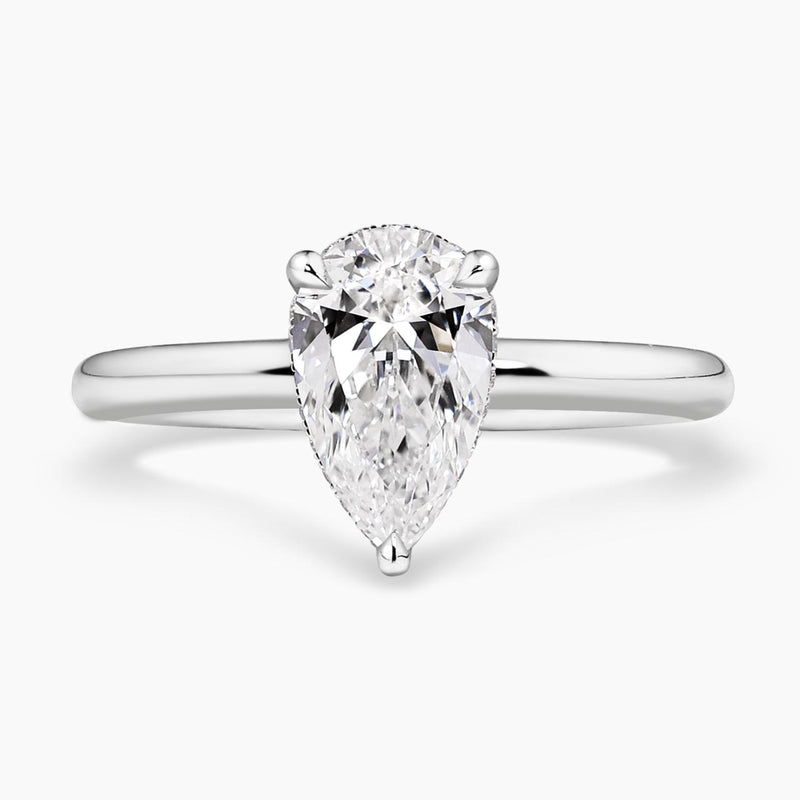 18ct white gold 1.51ct pear shaped diamond hidden halo ring