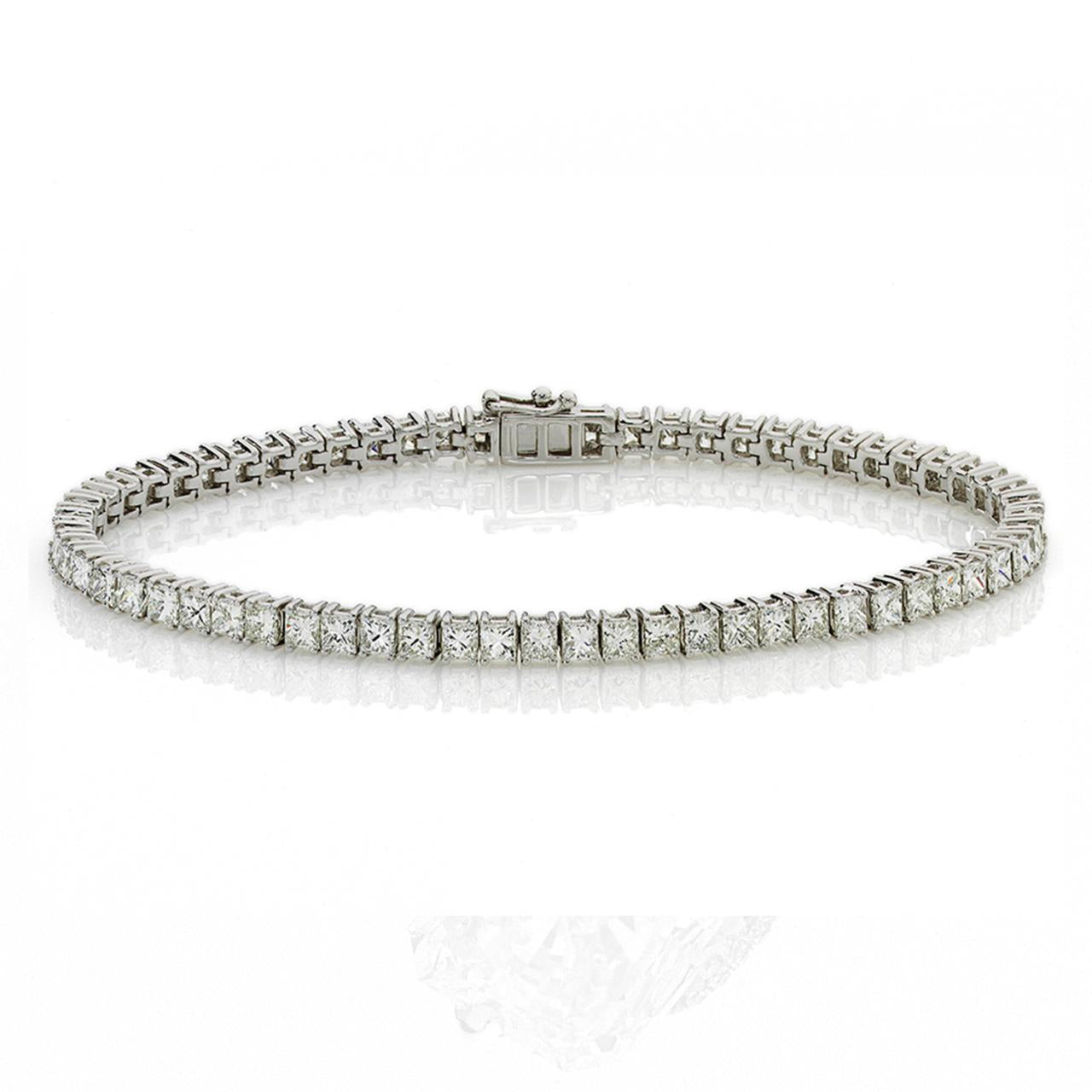 18ct white gold 64 = 6.29ct princess cut diamond tennis bracelet