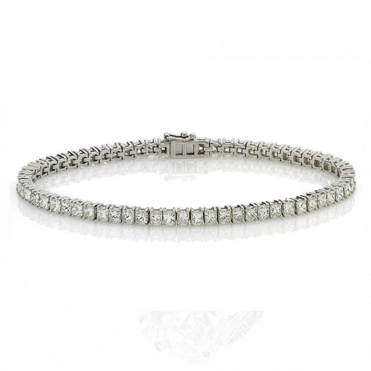 18ct white gold 64 = 6.29ct princess cut diamond tennis bracelet