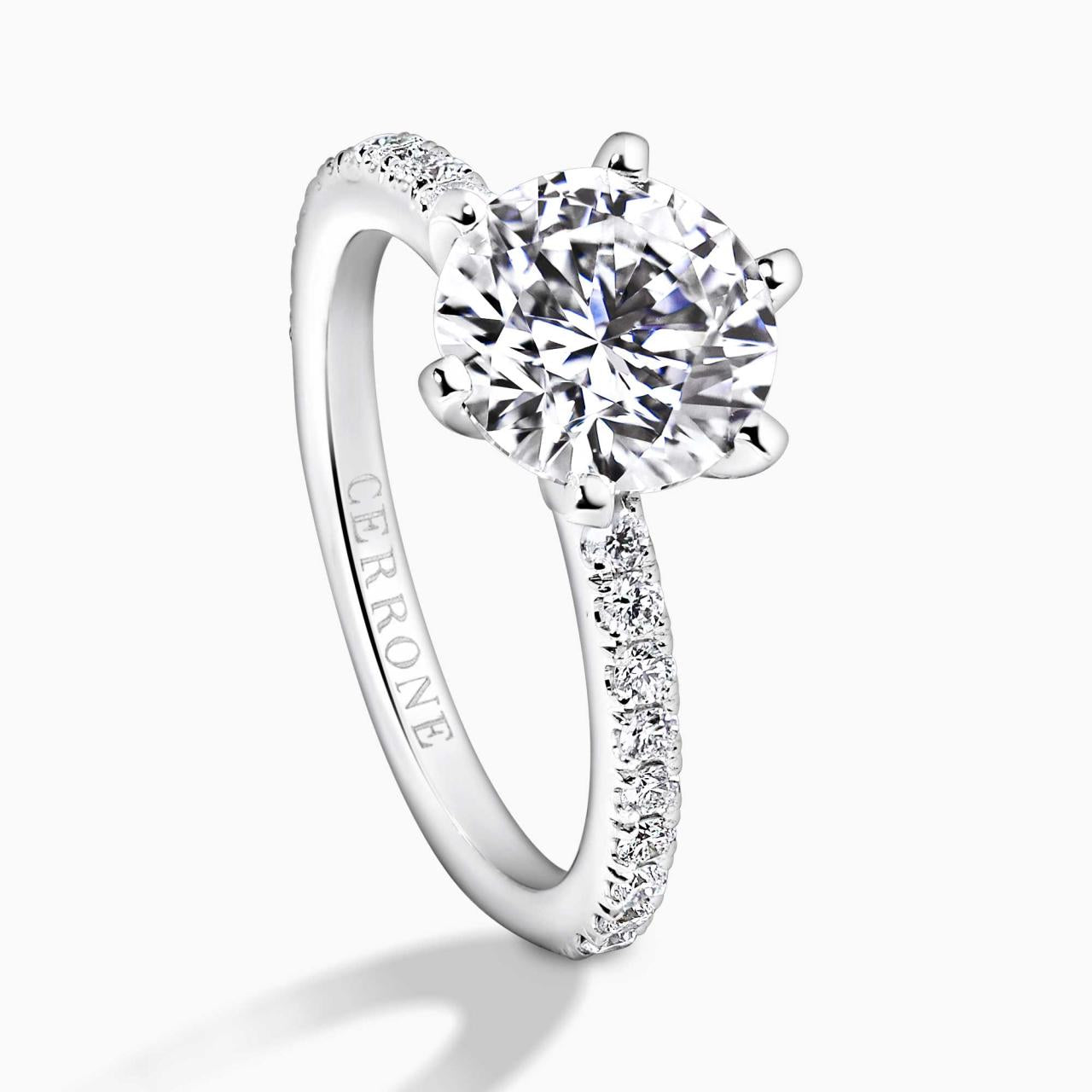 18ct white gold 2.01ct six claw round brilliant cut diamond ring