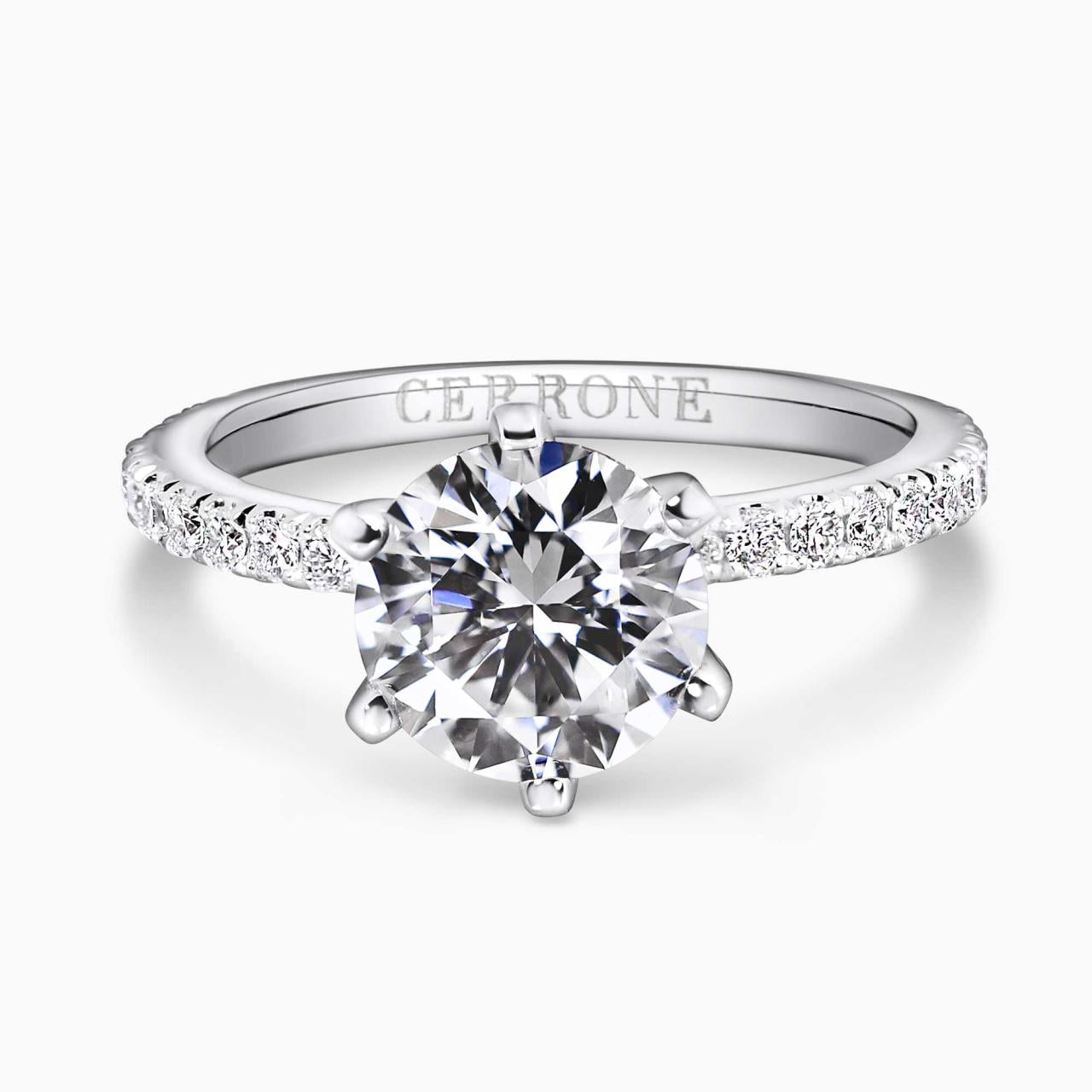 18ct white gold 2.01ct six claw round brilliant cut diamond ring