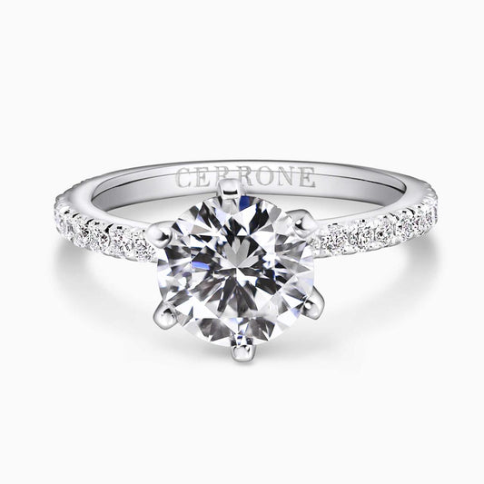 18ct white gold 2.01ct six claw round brilliant cut diamond ring