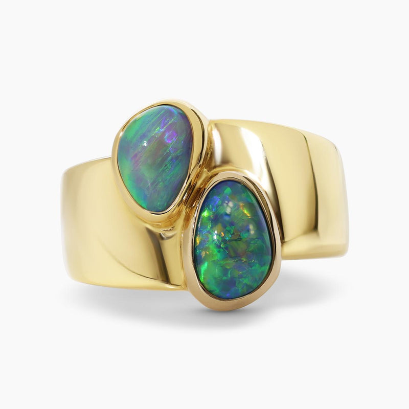 The Golden Horizon Ring – 18ct Yellow Gold Opal Ladies Dress Ring