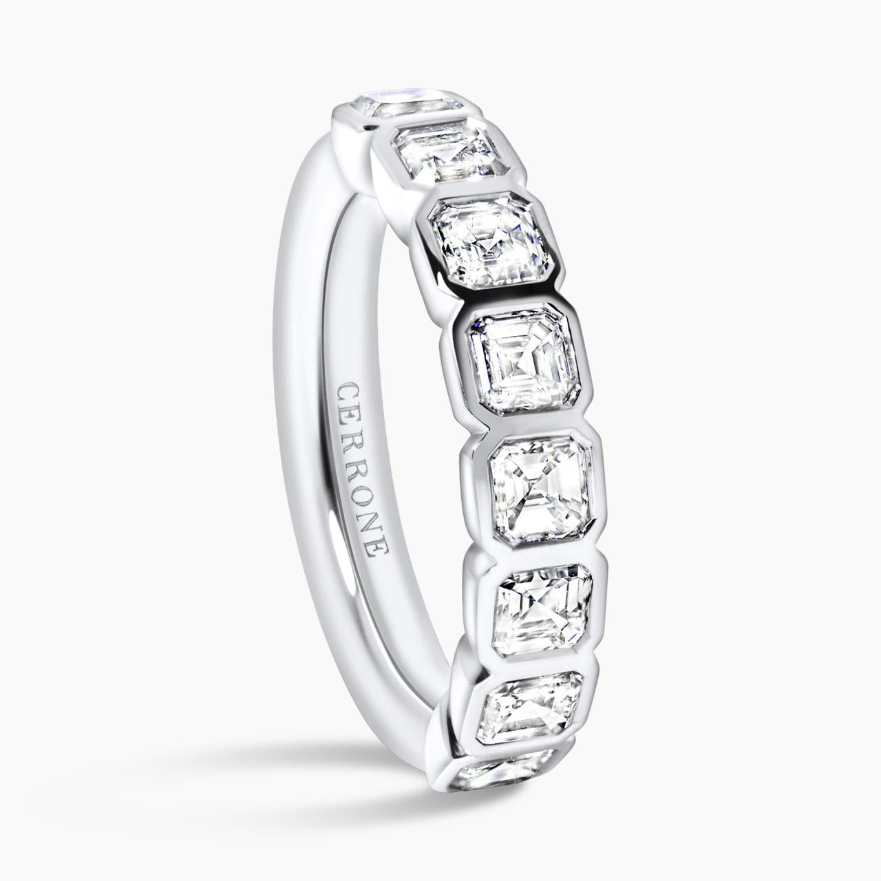 18ct white gold Asscher cut lab grown diamond ring