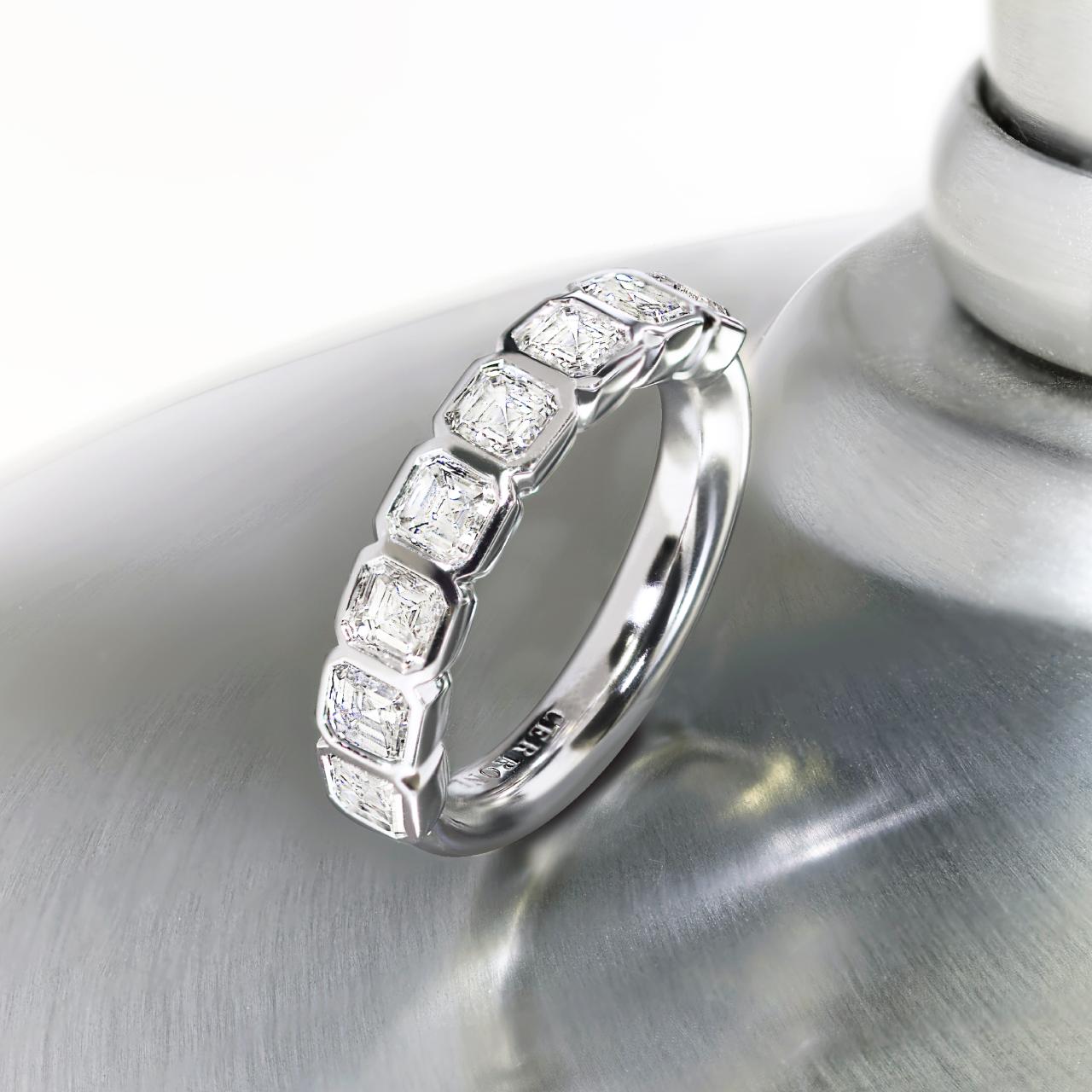 18ct white gold Asscher cut lab grown diamond ring