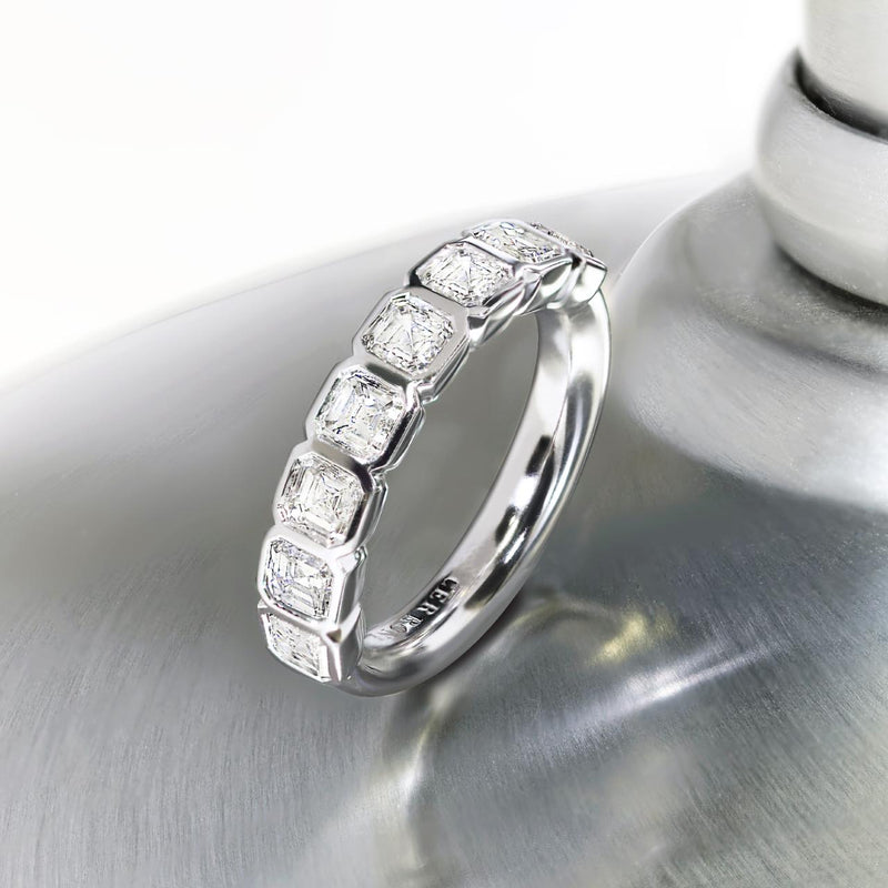 18ct white gold Asscher cut lab grown diamond ring