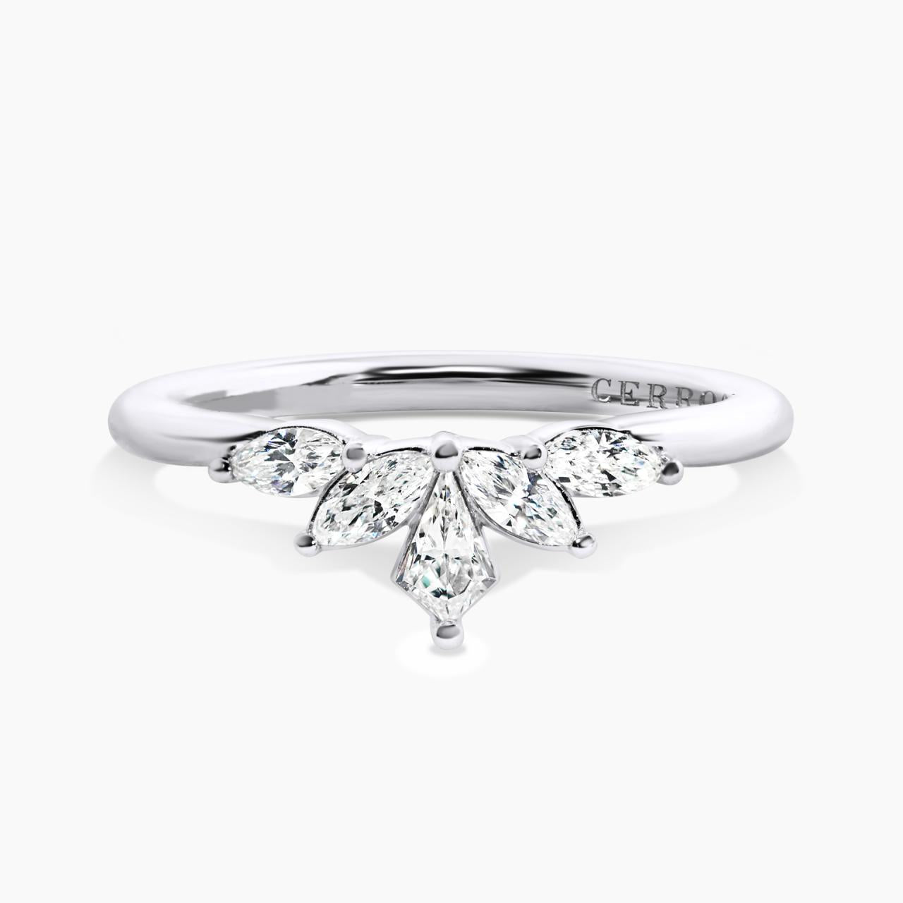 18ct white gold kite and marquise shaped diamond ring