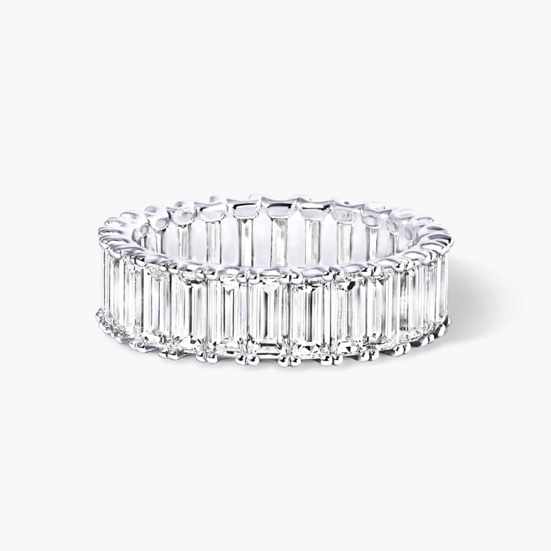 18ct white gold baguette diamond full circle ring