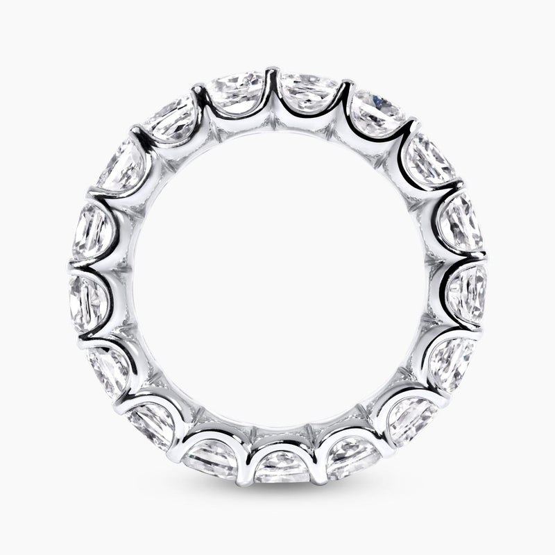 Platinum cushion cut diamond full circle ring side profile