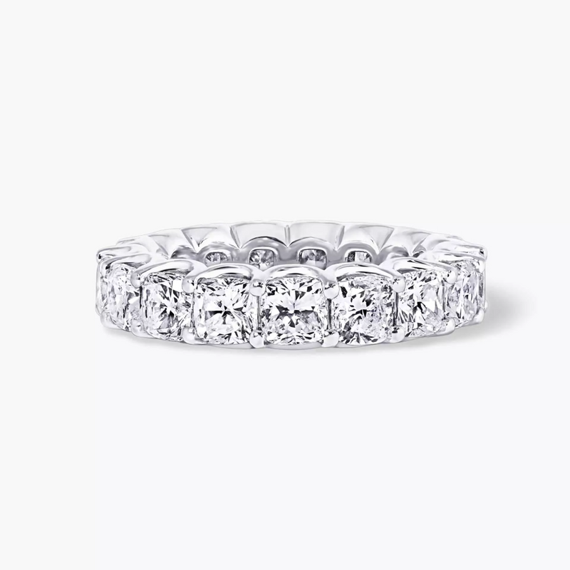 Platinum cushion cut diamond full circle ring