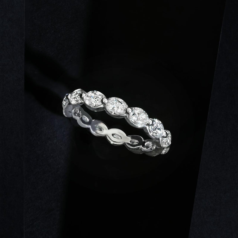 18ct white gold oval brilliant cut full circle diamond band