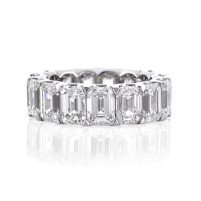 18ct White Gold Emerald Cut Diamond full circle ring