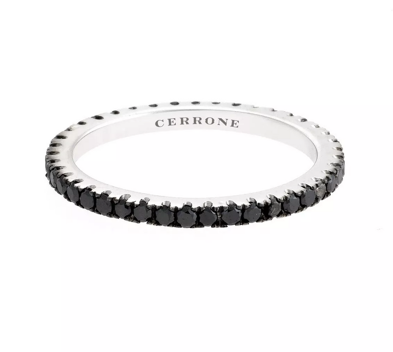 18ct white gold round brilliant cut black diamond ring